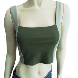 Sincerely Jules Active Women's Olive Green Crop Top NEW
